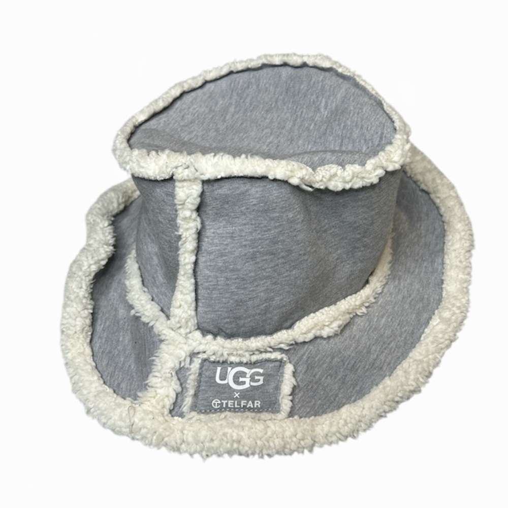 UGG x Telfar Womens Gray and Ivory White Bucket Hat - Picture 3 of 12